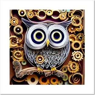 3D Effect Paper Quill Owl, AI Art Posters and Art